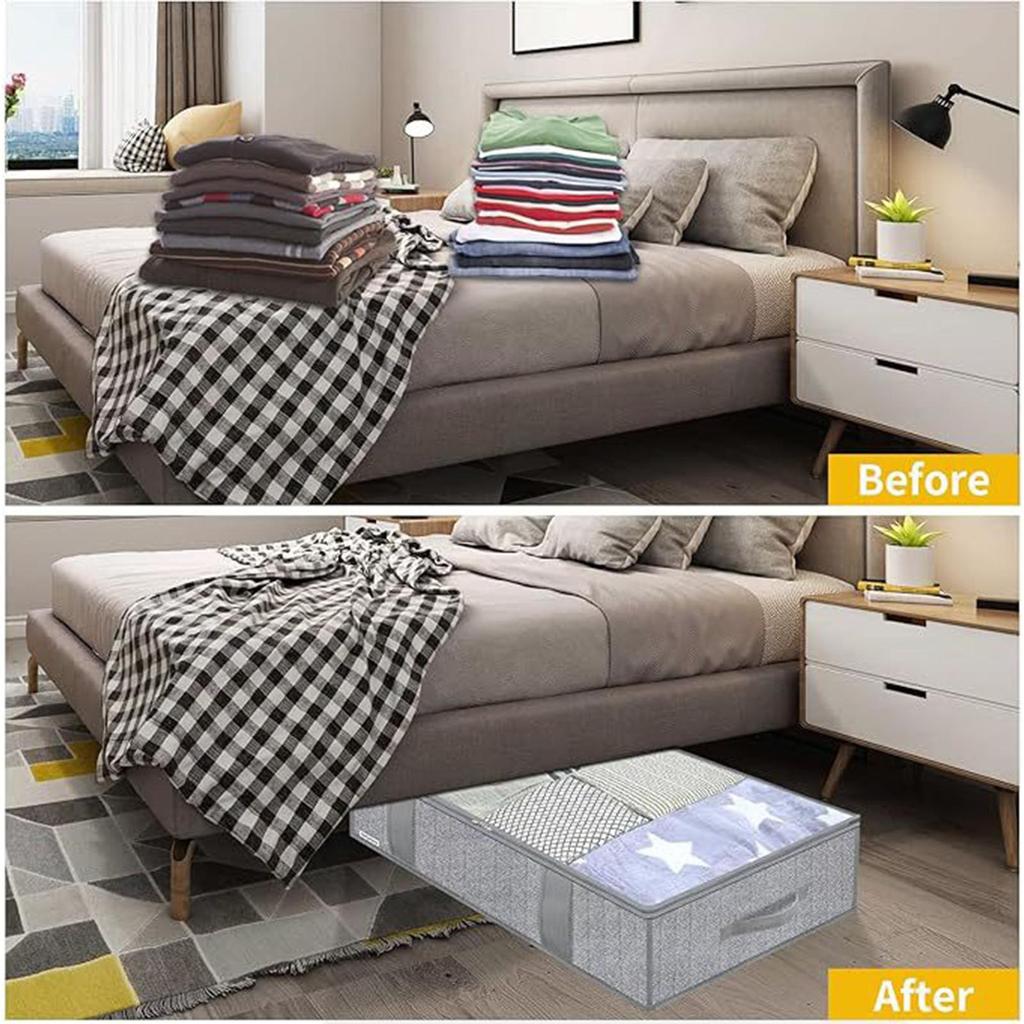 2Pcs Under Bed Storage Bag Foldable Clothes Quilt Blankets Organizer Closet Storage Containers For Bedding Clothes Toy