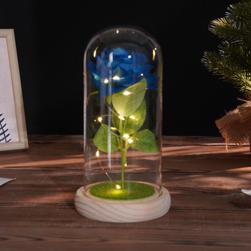 Glass cover simulation rose ornament, creative mother's Valentine's Day gift, immortal flower night light