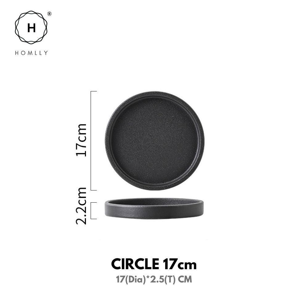 

Homlly Black Ceramic Organizer Display Serving Tray (X2PCS) Circle 17cm X2