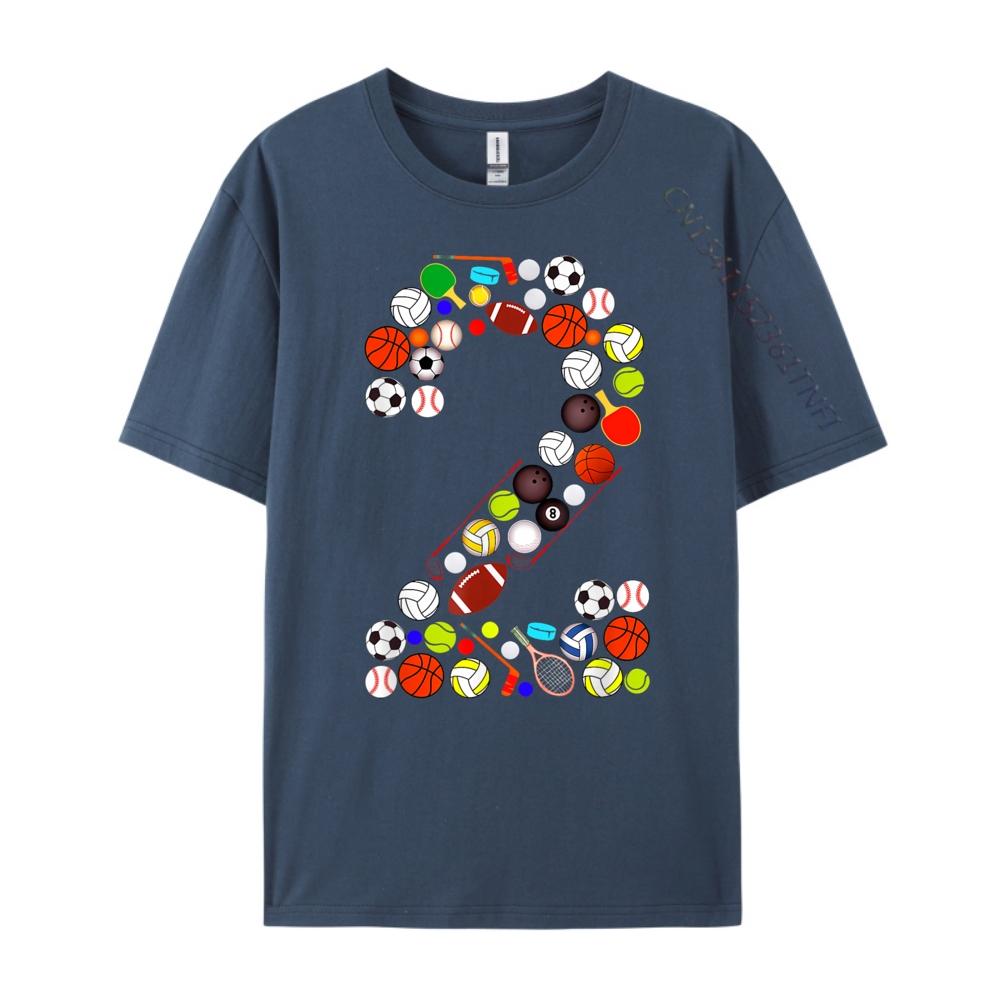 Kids 2nd Birthday Sports Big Number Two 2 Year Old Boy Mens Graphic Tshirts Mans Funny T Shirts Classic