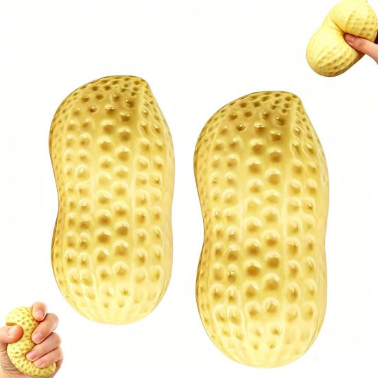 1/2/3 Peças Brinquedo Falso de Amendoim para Alívio do Estresse, Brinquedo de Aperto de Amendoim Gigante de Subida Lenta, Bola Anti-Estresse de Relaxamento Fidget Toy para Crianças Adultos