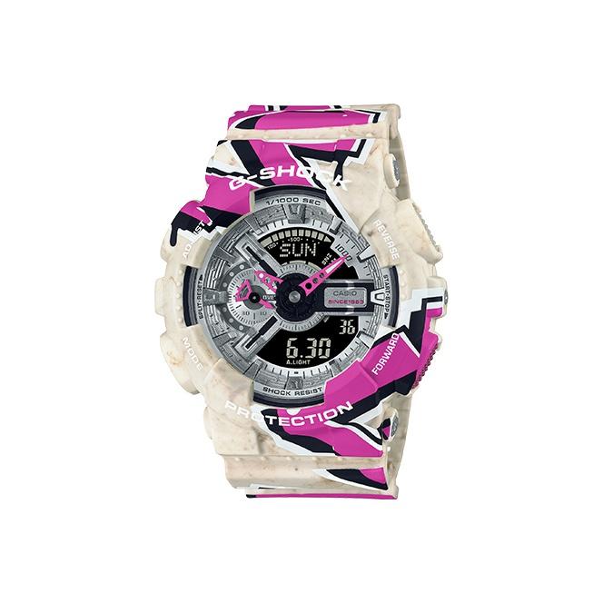 

CASIO Men Liquid Crystal/Analog Dual Display Series 51.2mm Silver Watch GA-110SS-1APR GA-110SS-1APR Graffiti Purple