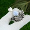 Natural Blue Lace Agate Sterling Silver Birthday Sister Ethnic Pendant Jewelry
