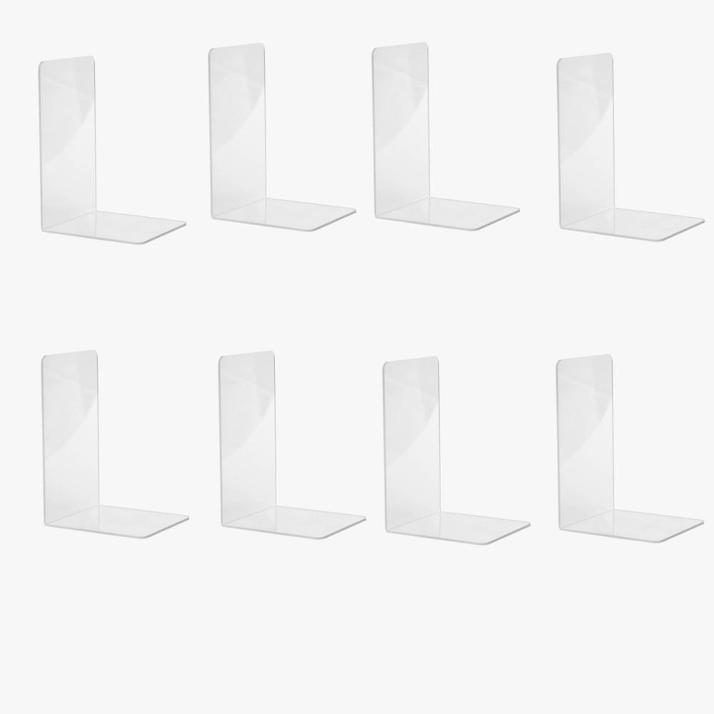 4/8pcs Set Clear Acrylic Bookends - Desktop Display Stands for Office, Home & Retail Use, Book Storage, Transparent