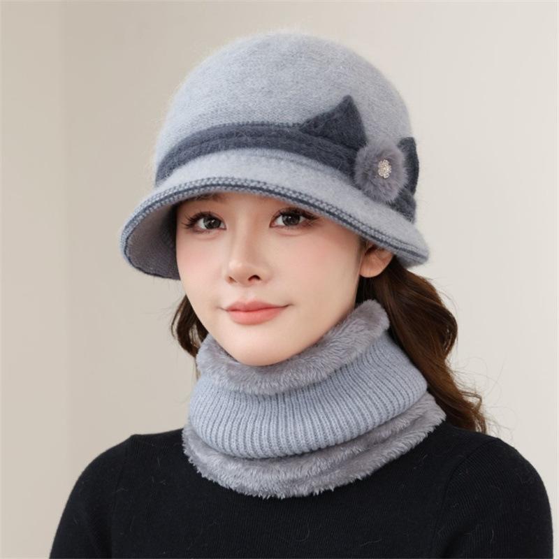 Hat female autumn and winter versatile foreign style in the elderly velvet cycling windproof cold winter warm mother wool hat