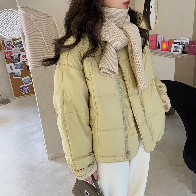 2025 Spring Women's Slimming Round Neck Short Down Jacket - Trendy, Warm Long Sleeve Outerwear
