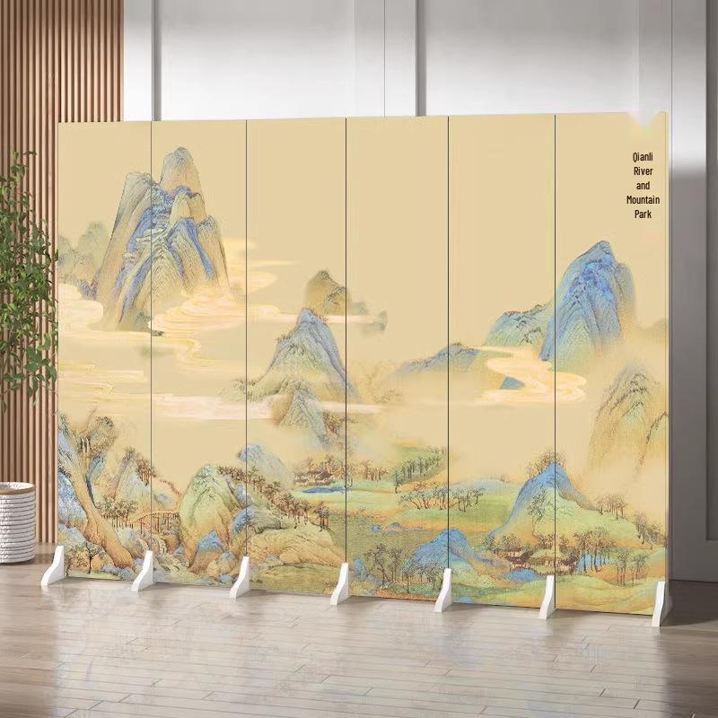 Antique Landscape Folding Screen: Living Room/Entryway Partition