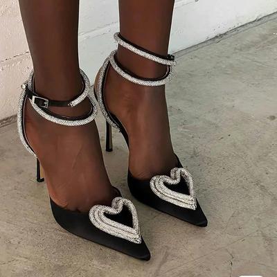 Women Shoes Fashion Wedding Pumps Sexy Stiletto Pointed High Heels  Summer Rhinestone Love Decorate Straps Sandals Zapatos
