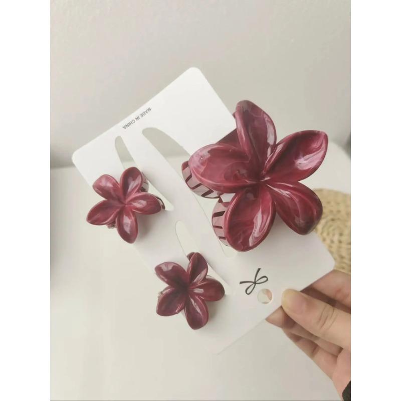 

1 набор женских модных заколок для волос в виде яиц с красным мраморным узором, подходящих для повседневного использования