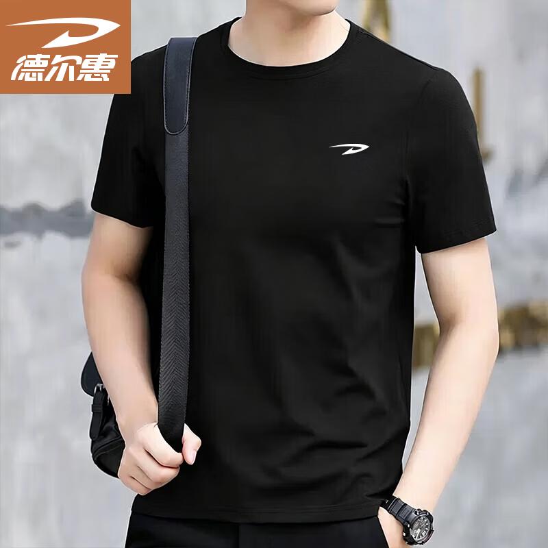 DELHUI Men s Pure Cotton Loose Fit Short Sleeve T-Shirt 3XL