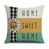 Spring and Summer Flowers and Plants Letters Linen Pillowcase Small Daisy Modern Living Room Sofa Cushion Bedroom Pillow
