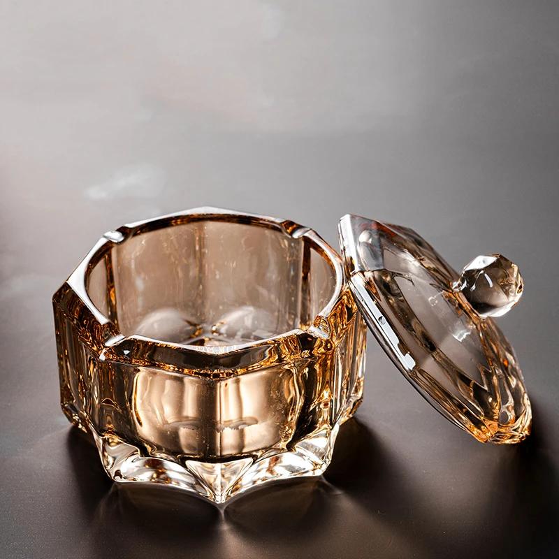 Luxury Crystal Glass Ashtray with Lid Household Wind and Fly Ash Cigar Ashtray Living Room Home Decoration Cigar Accessories