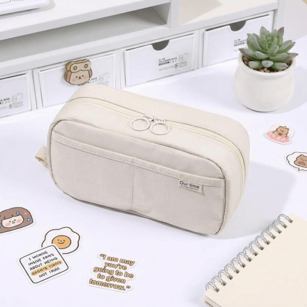 Large Capacity Students Stationery Bag Multi-functional Makeup Bag Simple Pen Organizer School
