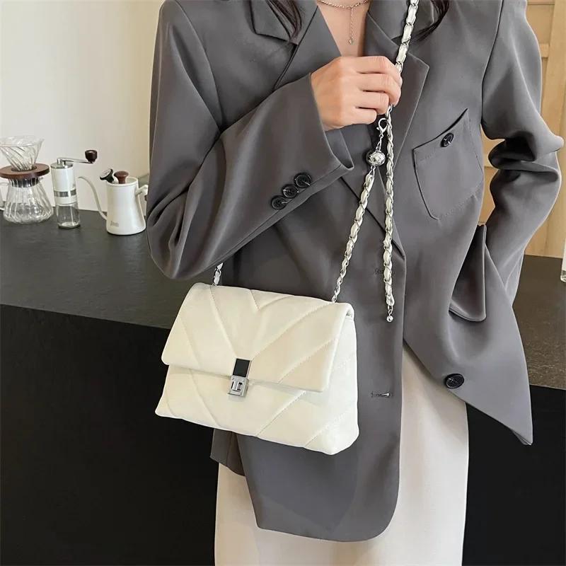 Fashion Chain Shoulder Crossbody Bags for Women Tote Purses and Handbags New Vegan Leather Ladies Messenger Bag High Quality