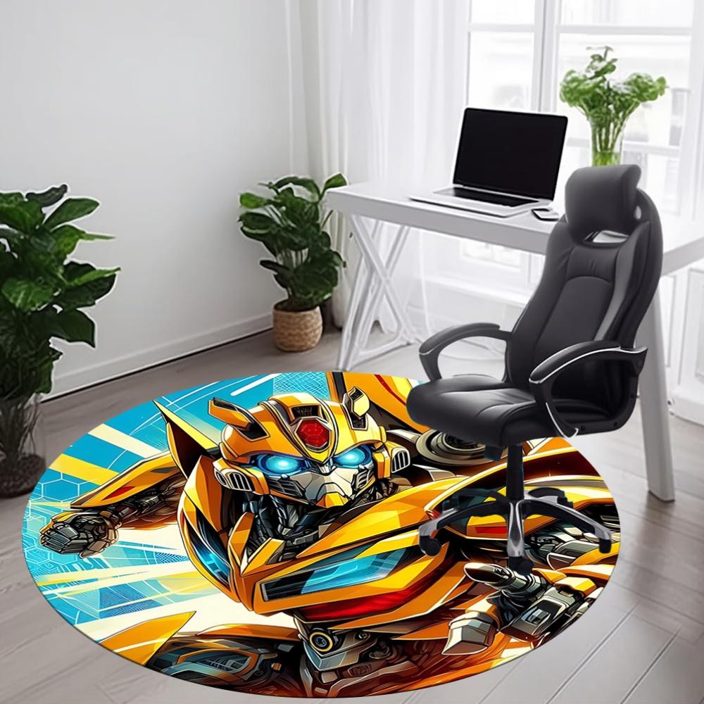 1pc Transformers Bumblebee Office Round Area Rug, Indoor Mat Suitable For Office, Under Office Chairs Bedroom Living Room Home Decor, Room Deco