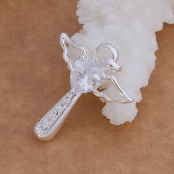 Korean Style Angel Cross Necklace - 925 Silver Plated Fashion Jewelry