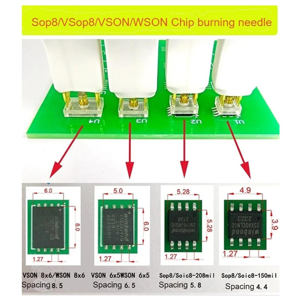 4.4-8.5 Chip Programmer Cable Probes SOP8/WSON8/QDFN8 For TV, Industrial-Motherboards Chip Download Reading Writing Spring Pins
