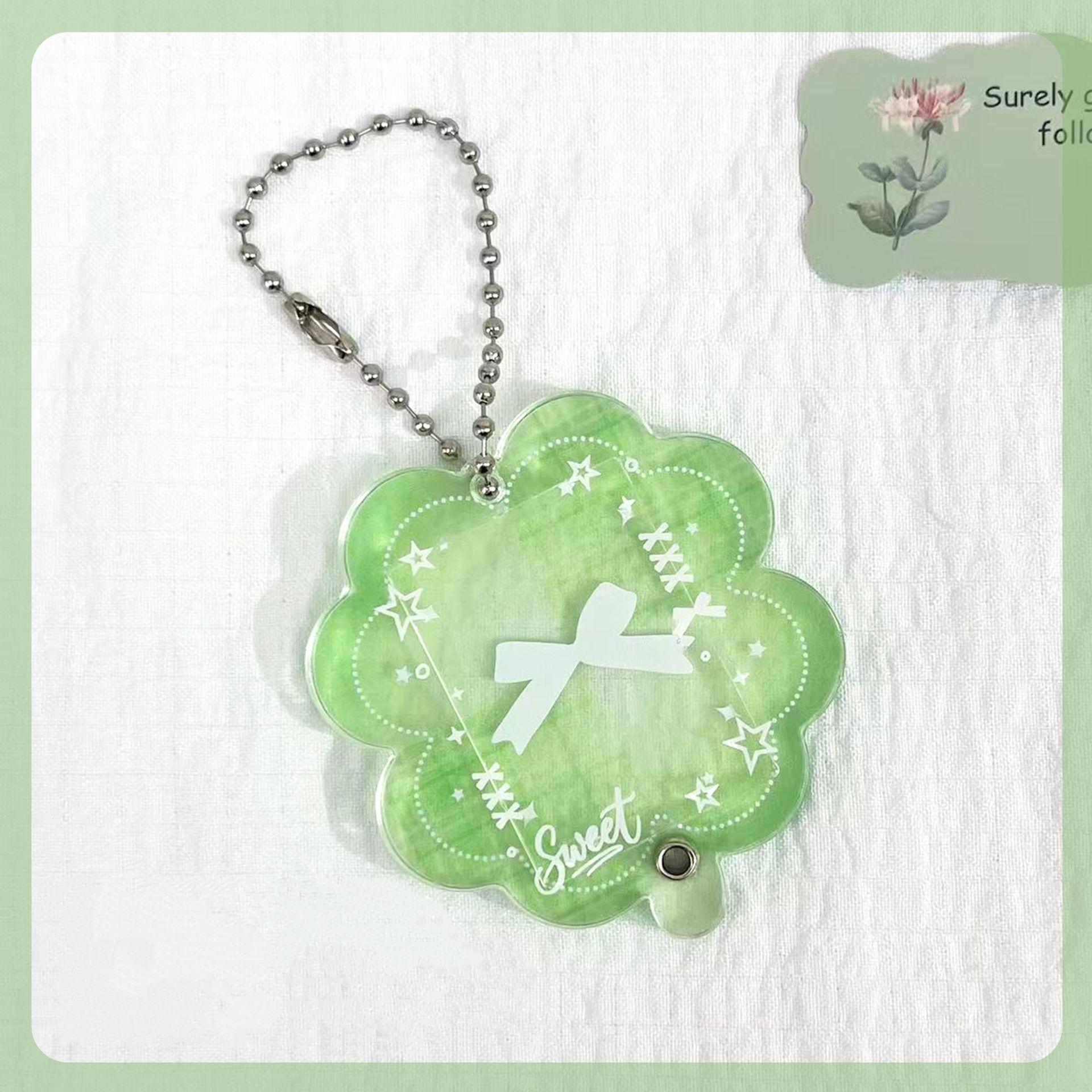 Lucky Four-Leaf Clover 1-Inch Photo Frame Keychain Acrylic Idol Photo Card Holder Photo Organizer Case Decorative Hanging зелёный