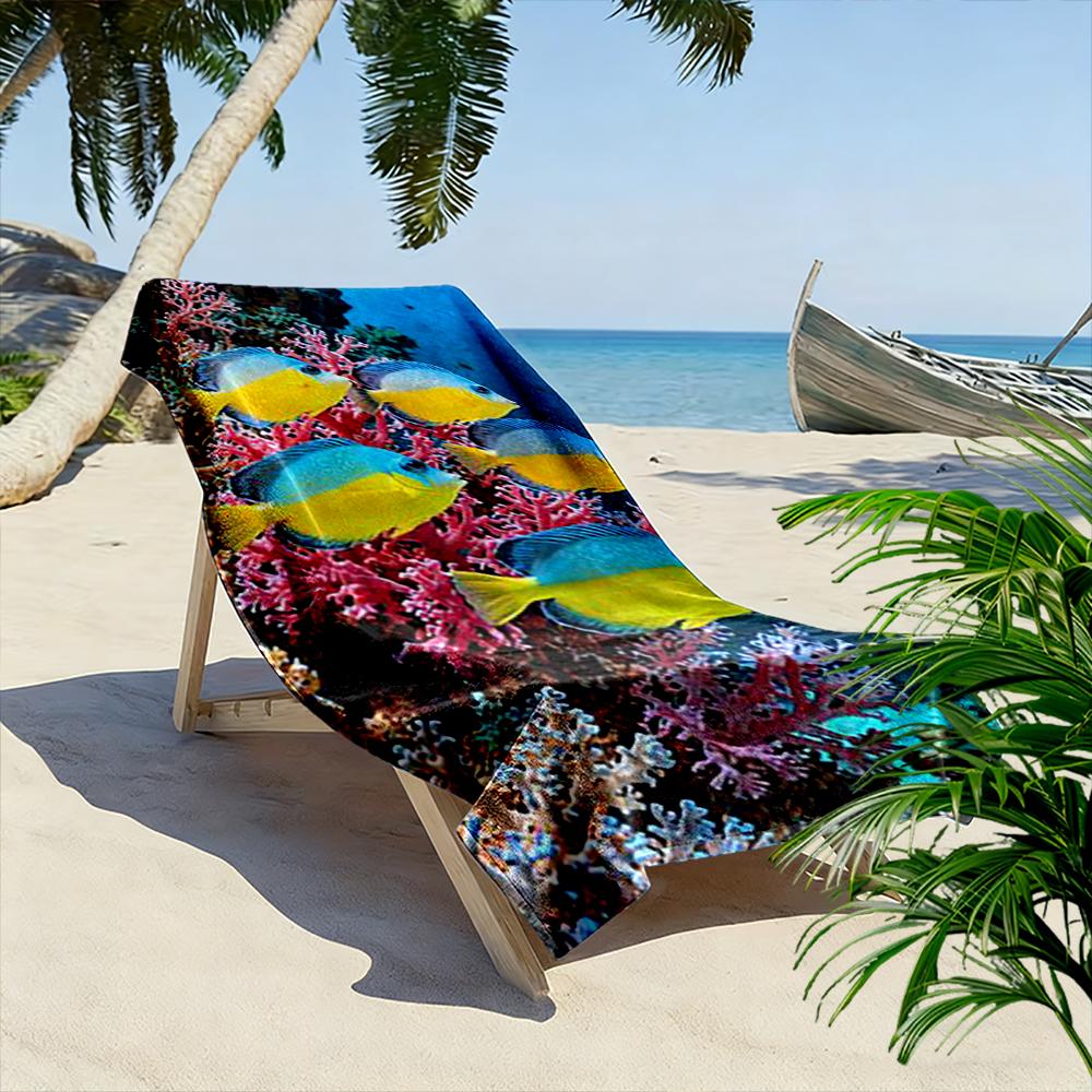 Colorful Tropical Fish and Coral Reef Design Beach towel quick-drying for travel outdoor sports jogging beach and swimming