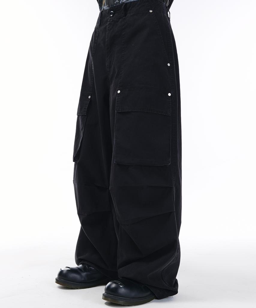 SCALLYWAG Washed Fatigue Front Cargo Pants [Black]