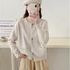 Autumn and Winter New Lazy Loose Solid Color Knitted Cardigan Women's Round Neck Color Button Sweater Jacket Tide