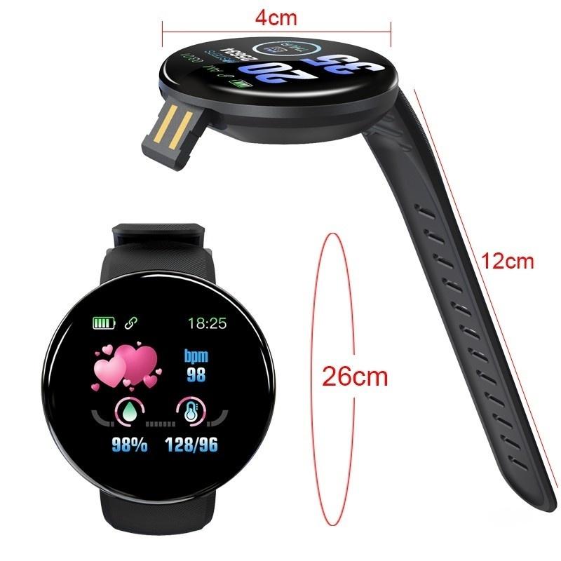 Buy D18 Smart Watches Heart Rate Monitor Blood Pressure Blood Oxygen ...