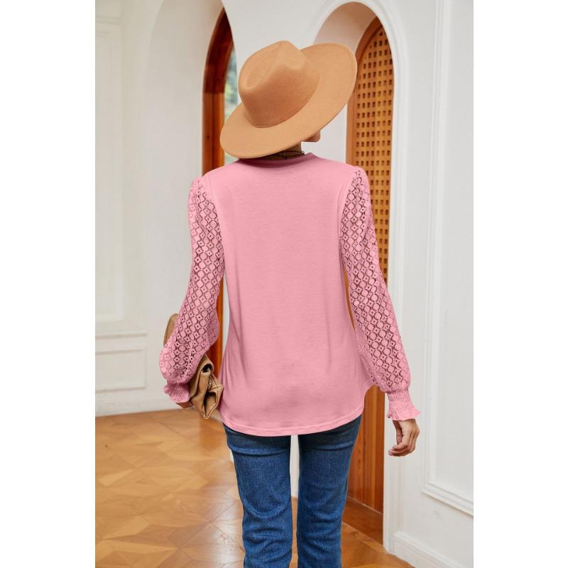 YYFS Women's Fashion Casual Spring Fall Solid Color Print Long Sleeve V-Neck Blouses & Shirts