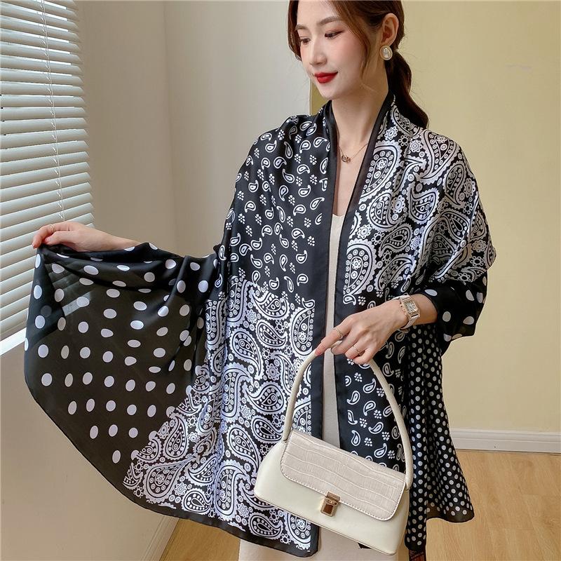 

Luxury Square Scarf For Women Elegant Ladies Hijab Retro Neckerchief Spring Soft Stain Imitation Silk Scarves Length Shawl Warps
