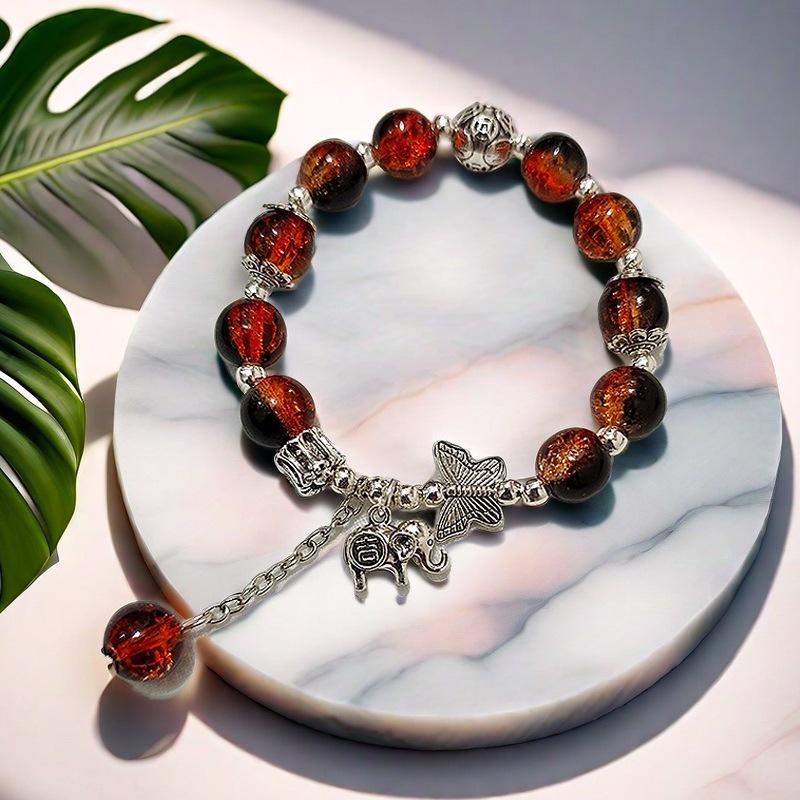 Super Fairy Forest Gradient Glass Bracelet - Chic Chinese Style Gift for Women and Best Friends, Lightweight Luxury Accessory