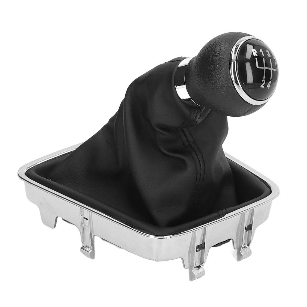 Schalthebelknauf Manschetten Set 5 Gang PVC Leder Langlebig Schaltknauf Schalthebel Manschette Kit Schwarze Kappe