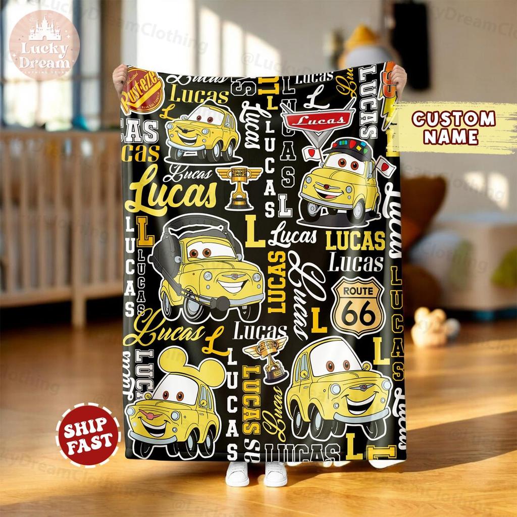 Personalized Disney Cars Blanket, Custom Name Lightning McQueen Birthday Boy/Girl Home Decor Family Cars Birthday, Family Cars Birthday Boy