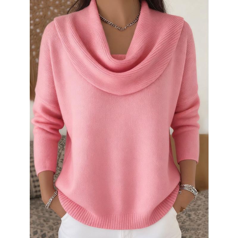 IHUASU Damesmode Casual Effen Kleur Print Herfst Winter Lange Mouw O-Hals Losse Truien