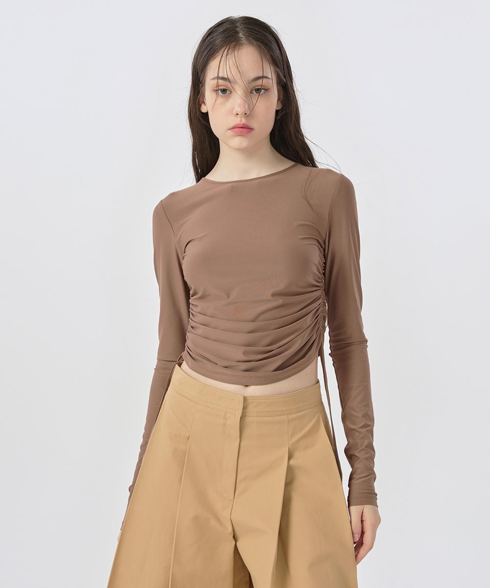 Wove Moment [22Fw] Side String Point T-Shirt - Brown Brown/34
