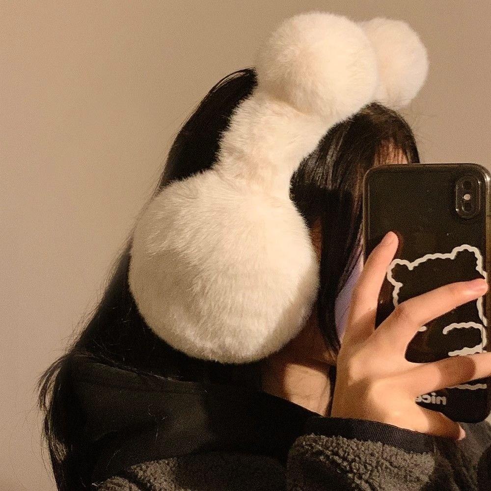 Plush Ear Warmer Anti-Freeze Ear Cover Fashion Bear Ear Earmuffs  for Women Girls