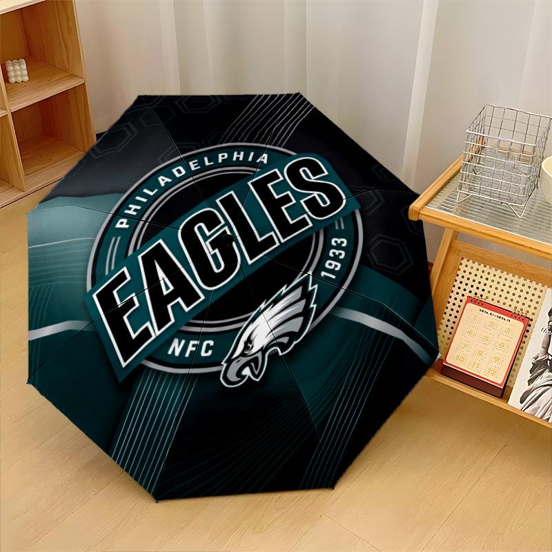 Philadelphia Eagles Print Auto 8?Ribs Folding Umbrella Wind Resistant Lightweight Automatic Umbrella For Daily Travel