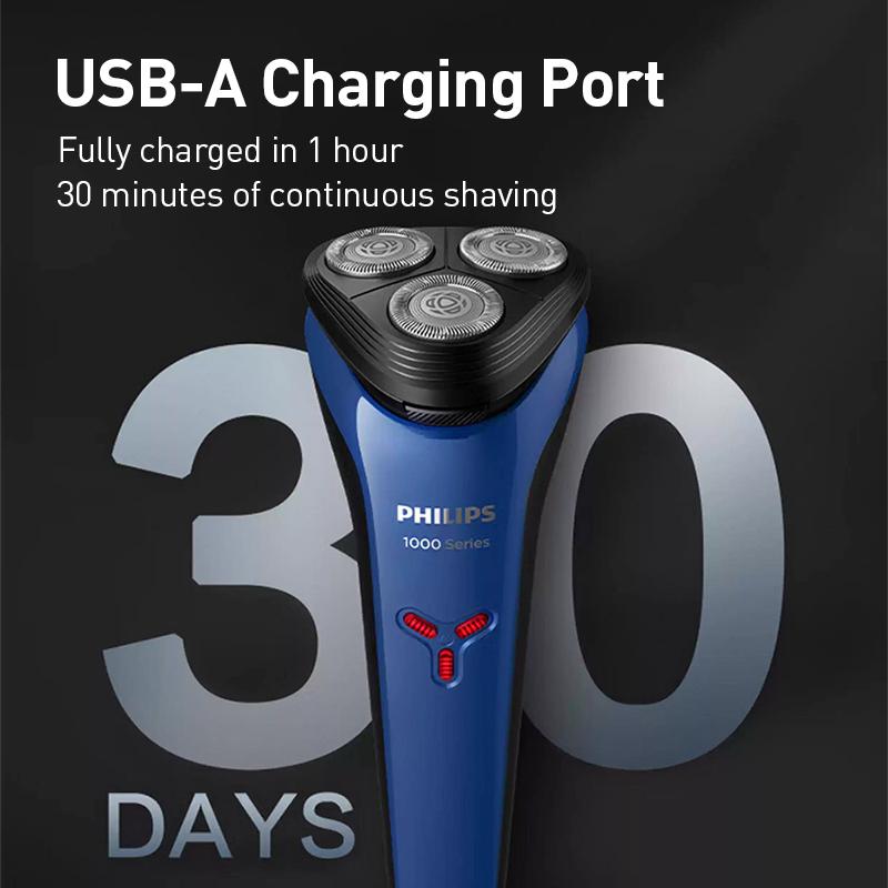 Philips Electric Shaver Mini Whirlwind Upgraded Imported 3 Blade Full Body Waterproof and Clean Shaver S1125 [1 Hour Fast Charging]