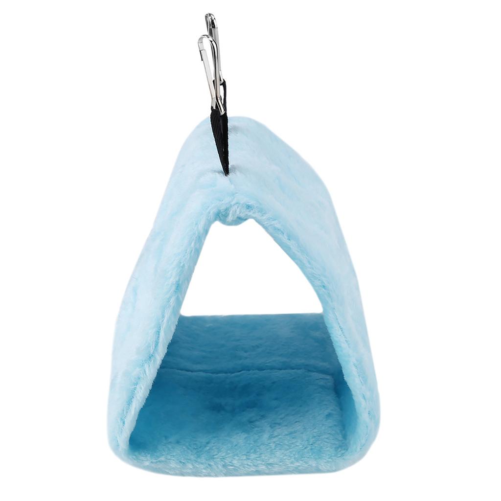 Soft Plush Hammock Hanging Cage Tent For Birds Parrot Winter Warm Bed Pet Toy (Blue S)