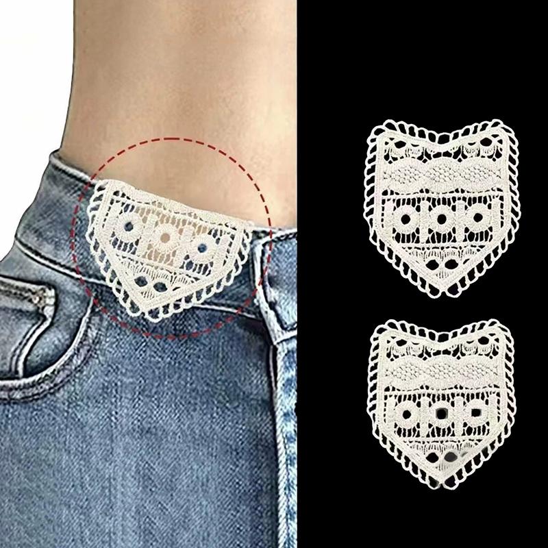 5Pcs Cotton Jeans Waist Expander Soft Hollow Lacework Adjustable Waist Extenders for Men Women Daily Wear
