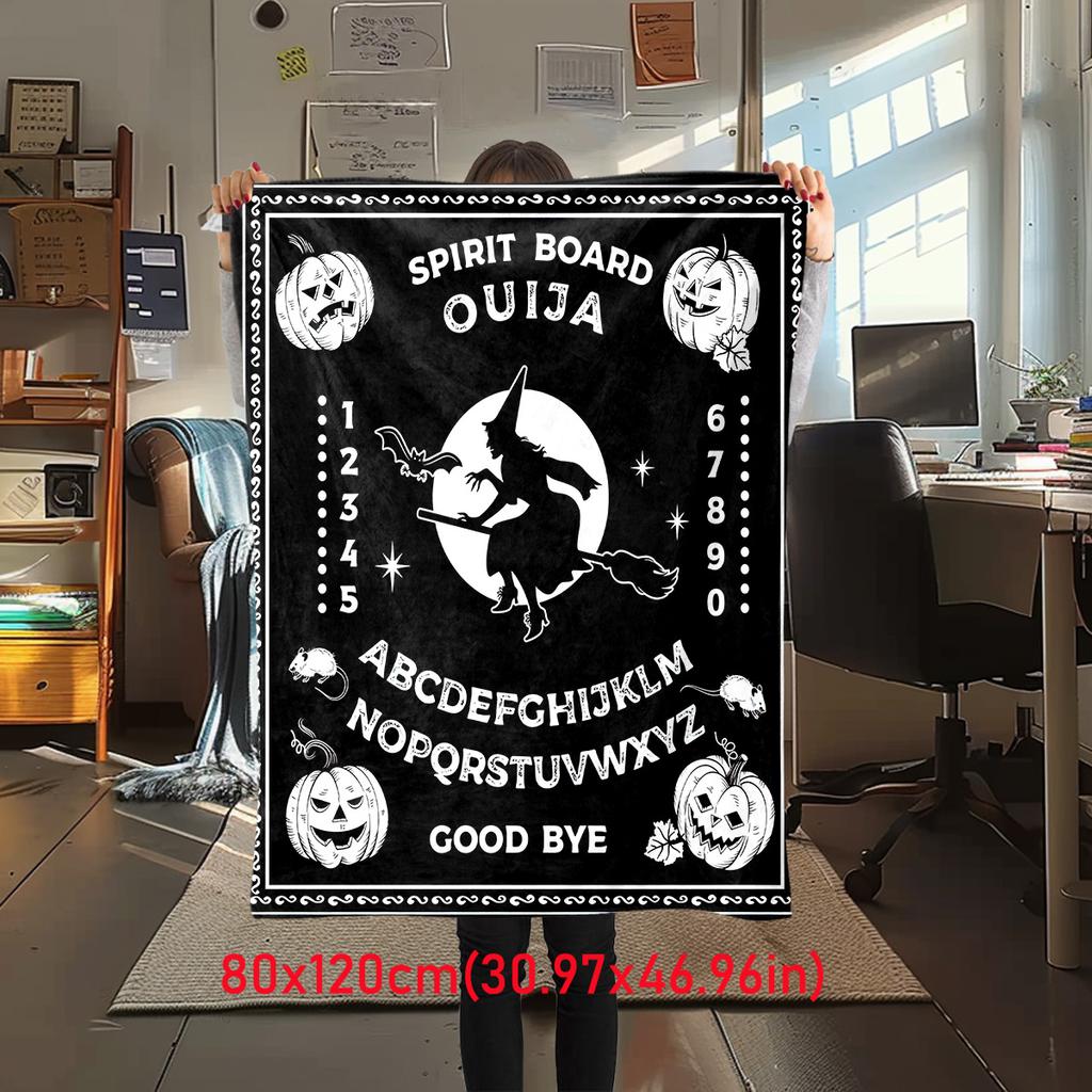 1PC Spirit Board Ouija Print Plush Blanket Perfect All Seasons Soft Comfortable Sofa Office Travel Festive Gift