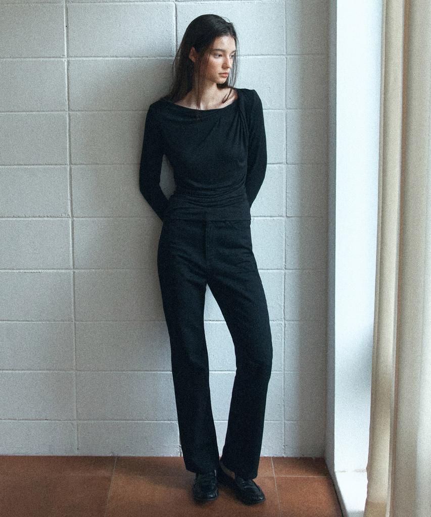 TOWAV Nest Cowl Neck Tee_Black