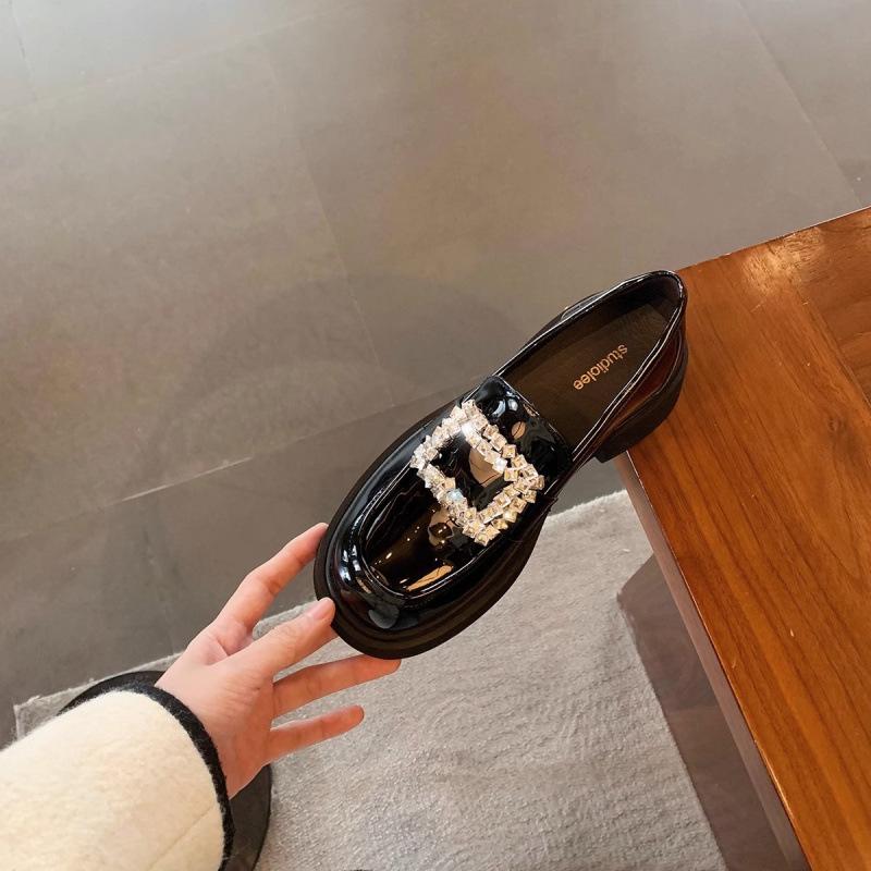 

Square Buckle Diamond Buckle Round Head Thick Heel Thick Bottom Female 40 чорний