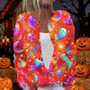 Damen Halloween Print Langarm Strickjacke mit Knopfleiste für Herbstliche Festliche Anlässe