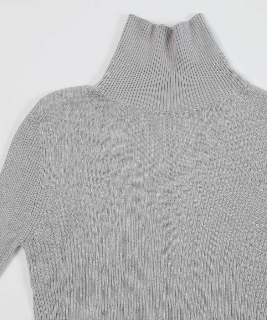 Yours High Neck Ribbed Sheer Knit BEXP4179 L Light Gray Women's