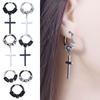 Stainless Steel Cross Pendent Korean Dangle Earrings Men Hoop Earrings Ear Jewelry Stud Earrings