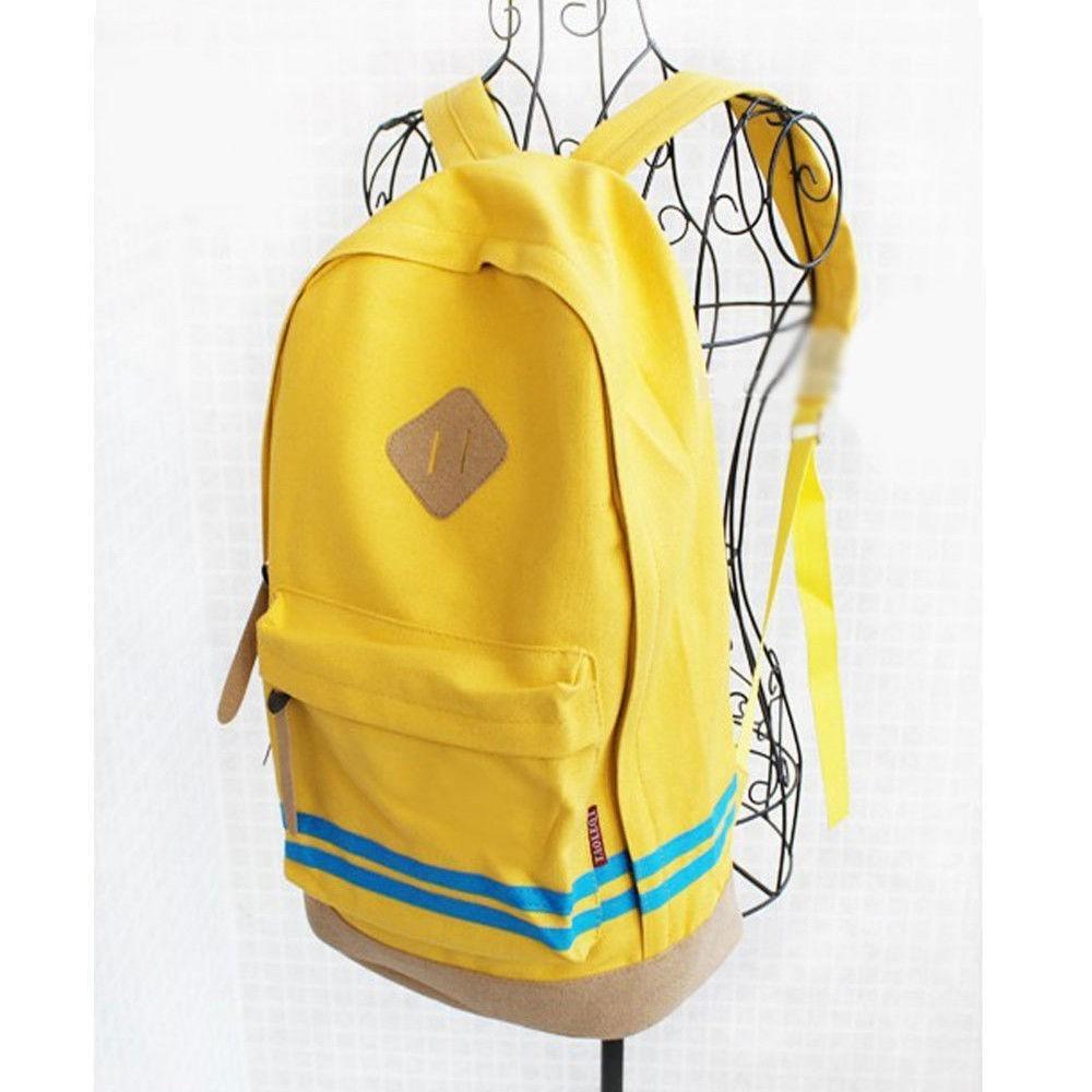 Canvas Backpack For Women With Striped Pattern And Padded Laptop Compartment For School Use