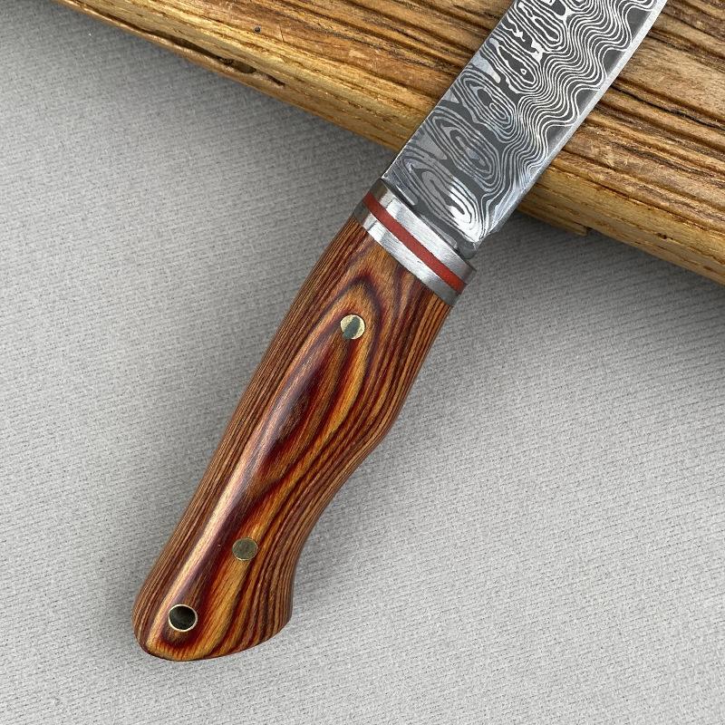 Kitchen Boning Knife Damascus Pattern Utility Knife Stainless Steel Barbecue Fishing Meat Cutting Tools with Sheath
