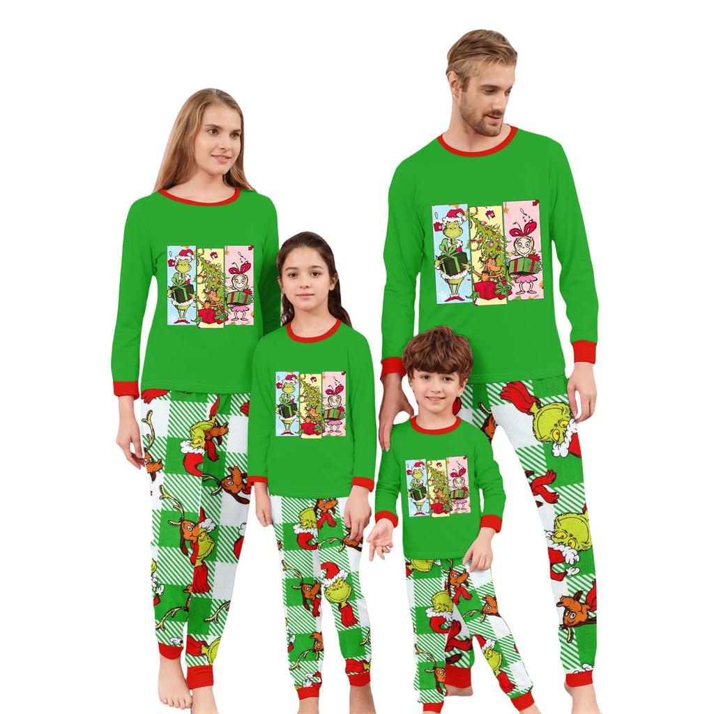 Christmas Prints Family Matching Long Sleeve Tops+Parhts Set Family Matching Sets
