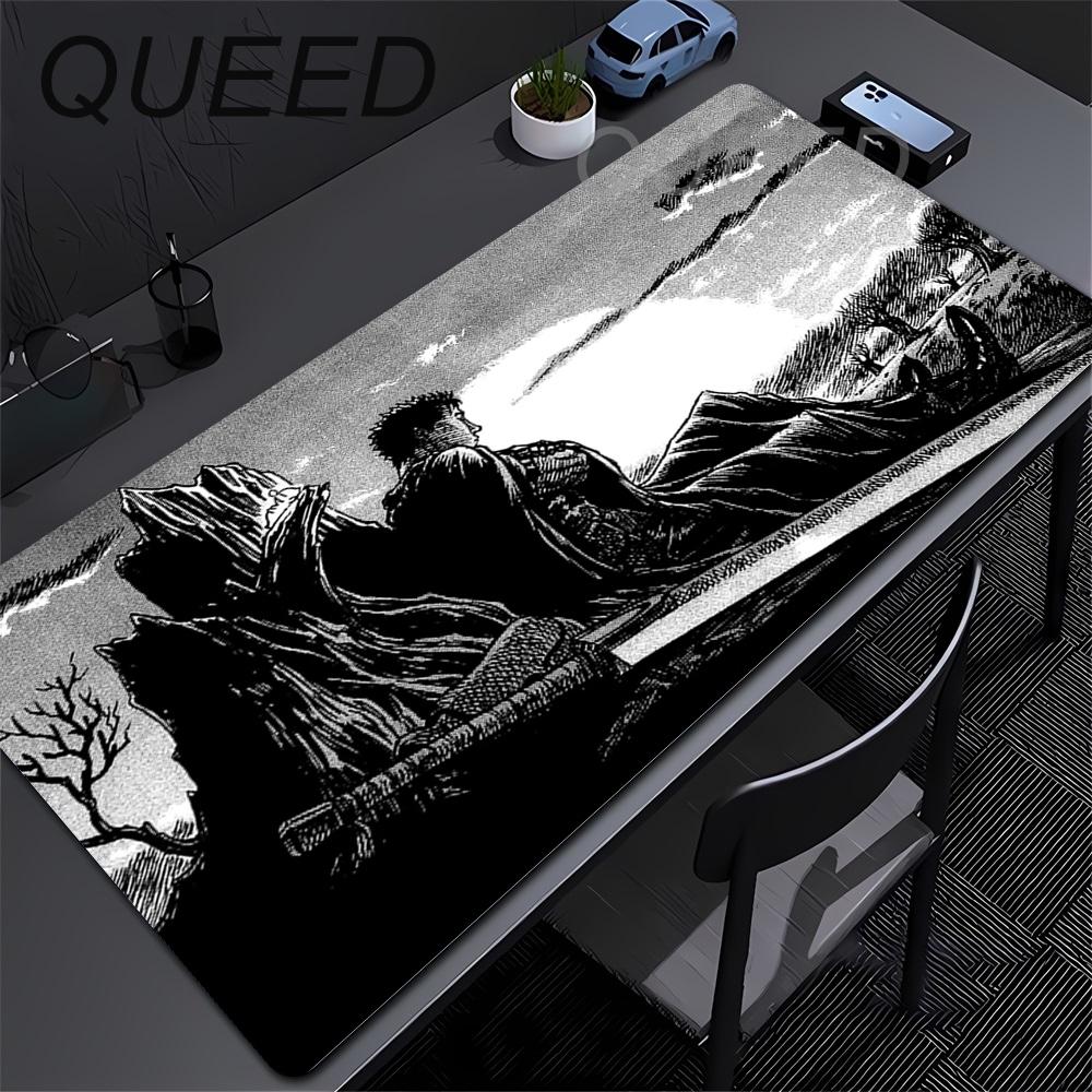 90x40 Tamaño Grande Alfombrilla de Escritorio para Teclado Portátil Ratón Velocidad Borde Bloqueado Alfombrilla de Ratón Accesorios para Computadora Alfombrillas para Videojuegos Anime Berserk Guts