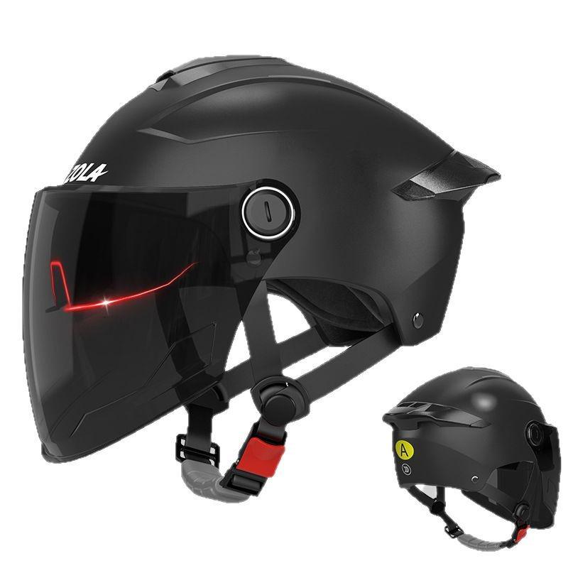 Dual Lens Electric Motorcycle Helmet for Men & Women - 3C Certified, Sun Protection, Half Helmet for Electric Scooters