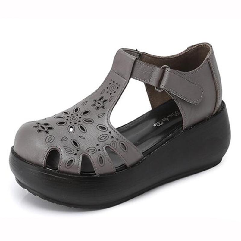 Fashion GKTINOO Women's Sandals Genuine Leather Platform Sandal 2025 Summer Thick Sole High Heels Ladies Sandal Summer Shoes For Women